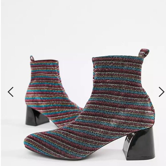 ASOS DESIGN Rainbow sock boots 6 glitter shimmer disco - Picture 4 of 12